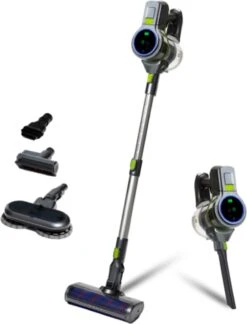 Qoncillio® Steelstofzuiger - Draadloos - Dweilfunctie - Digitaal Display - Stofzuiger & Kruimelzuiger Zonder Zak