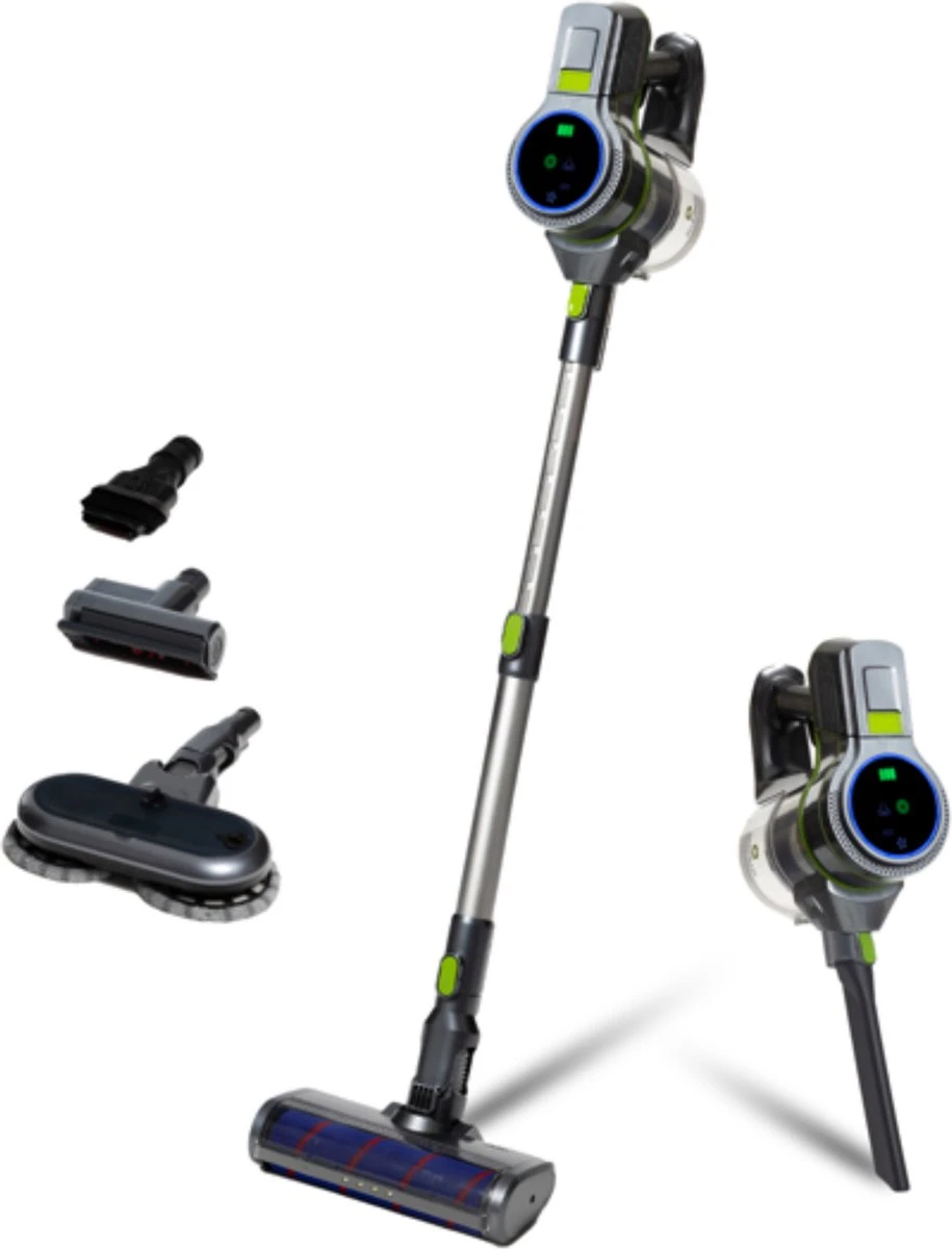 Qoncillio® Steelstofzuiger - Draadloos - Dweilfunctie - Digitaal Display - Stofzuiger & Kruimelzuiger Zonder Zak 1 Qoncillio® Steelstofzuiger - Draadloos - Dweilfunctie - Digitaal Display - Stofzuiger & Kruimelzuiger Zonder Zak