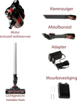 PRIMO PR504SV Stofzuiger Zonder Zak - 3-in-1 Steelstofzuiger Draadloos - Kruimelzuiger - HEPA Filter - Zwart/Rood -Huishoudelijke Benodigdheden 920x1200 4