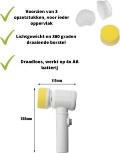 V&P Magic Brush - Elektrische Multifunctionele Schoonmaakborstel - 3 Opzetstukken - Wasborstel - Poetsmachine - Schrobborstel - Handborstel - Werkborstel - Schrobber - Boorborstel - Schoonmaakmiddelen - Reinigingsborstel -Huishoudelijke Benodigdheden 947x1200 4