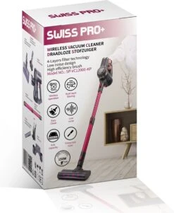 Swiss Pro+ Snoerloze Steelstofzuiger V12 Steelstofzuigers Steelstofzuiger Draadloos Met Kruimelzuiger Turbo Stand Led Verlichting In Mondstuk Sterke Zuigkracht Draadloos Zonder Zak 4In1! Inclusief Muurbeugel Purple Edition 2022 Zwitsers Kwaliteit -Huishoudelijke Benodigdheden 986x1200 2