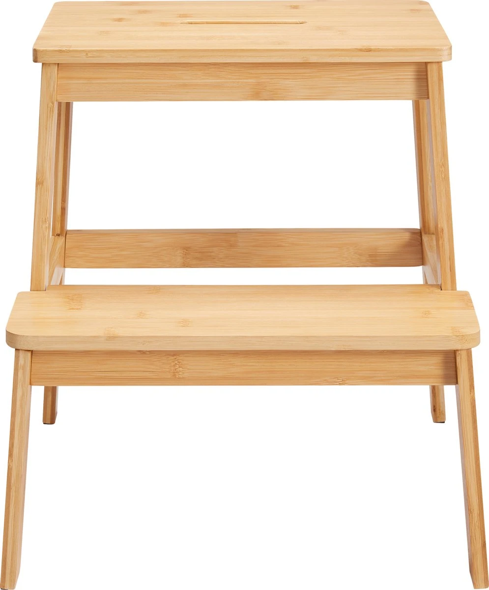 ACAZA Krukje In 2 Niveaus - Houten Opstapje - Bruin 2 ACAZA Krukje In 2 Niveaus - Houten Opstapje - Bruin - Afbeelding 2